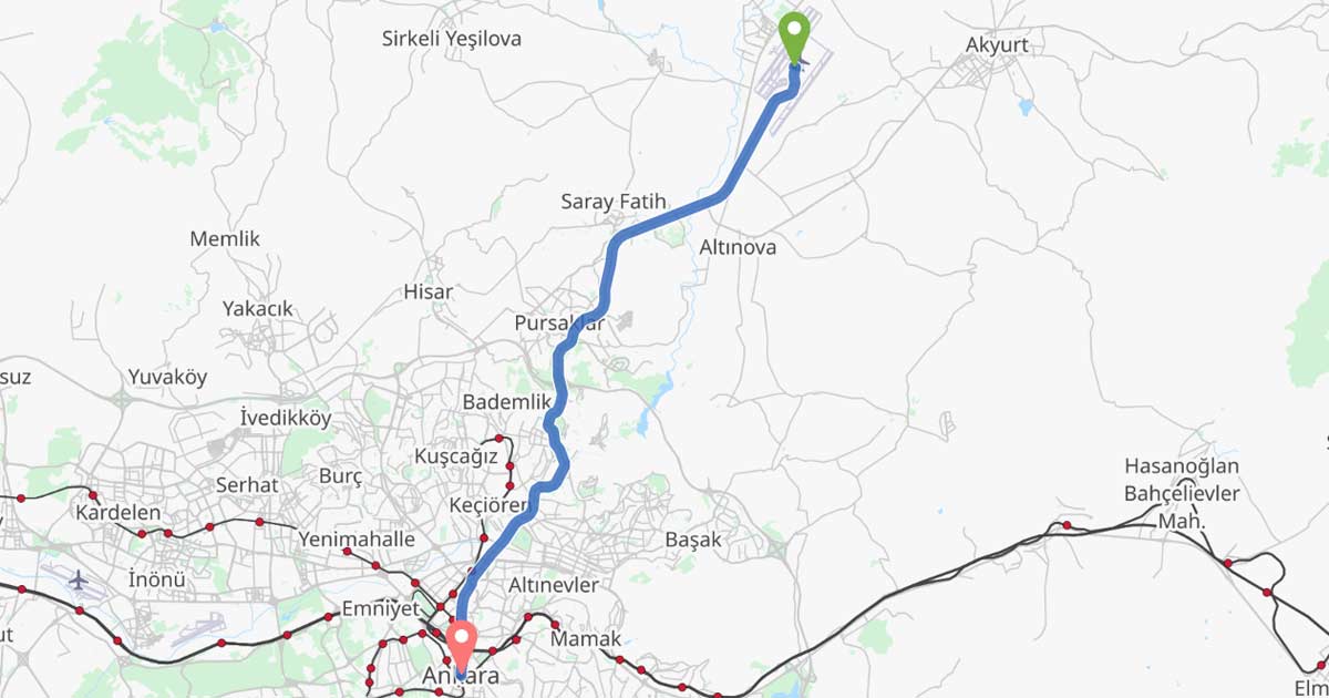 Esenboğa Havalimanı'ndan Ankara Merkez'e Ulaşım ve Transfer