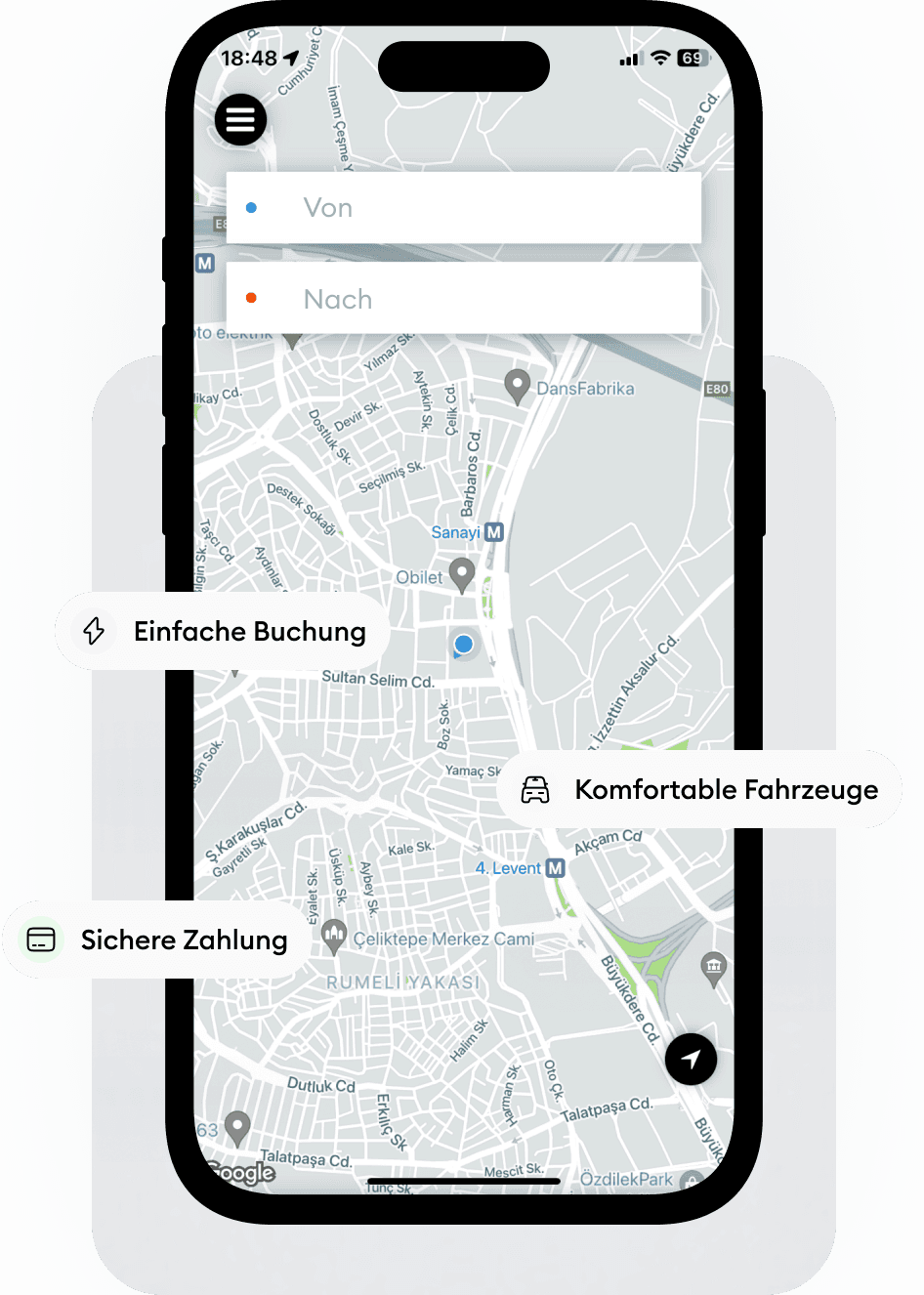 Sichere und intelligente Reise App